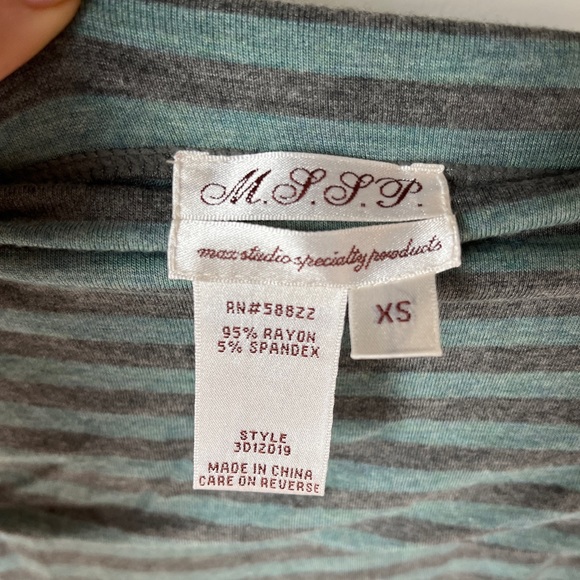 M.S.S.P. Striped Aqua & Grey Maxi Skirt | Size XS | Never Worn | Stretch - Picture 6 of 7